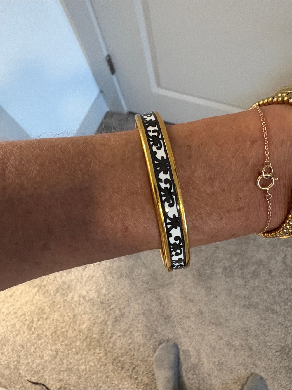 Hermes Bangle with Black and White Motif